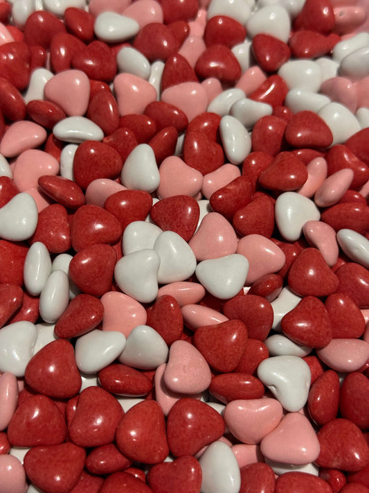 Pink Candy Coated Choc Hearts