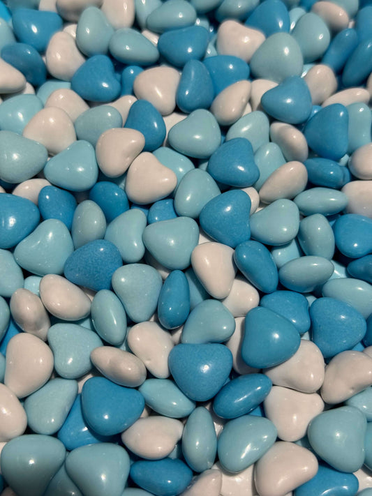 Blue Candy Coated Choc Hearts