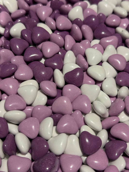 Purple Candy Coated Choc Hearts